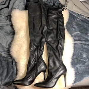 Knee high faux leather boots